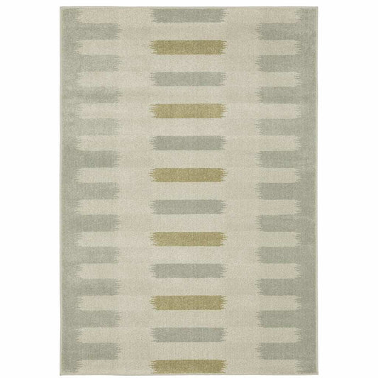 10' X 13' Beige Grey Gold And Green Geometric Power Loom Stain Resistant Area Rug - Homeroots - Flyclothing LLC