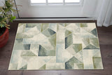 3' X 5' Blue Green Grey Gold And Ivory Geometric Power Loom Stain Resistant Area Rug - Homeroots - Flyclothing LLC