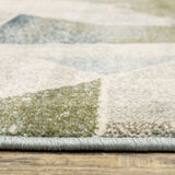 5' X 7' Blue Green Grey Gold And Ivory Geometric Power Loom Stain Resistant Area Rug - Homeroots - Flyclothing LLC