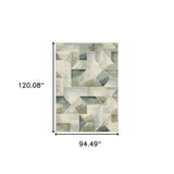 8' X 10' Blue Green Grey Gold And Ivory Geometric Power Loom Stain Resistant Area Rug - Homeroots - Flyclothing LLC