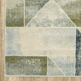10' X 13' Blue Green Grey Gold And Ivory Geometric Power Loom Stain Resistant Area Rug - Homeroots - Flyclothing LLC