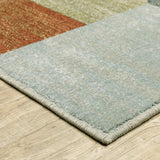 6' X 9' Grey Teal Blue Rust Green And Ivory Geometric Power Loom Stain Resistant Area Rug - Homeroots - Flyclothing LLC