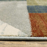 6' X 9' Grey Teal Blue Rust Green And Ivory Geometric Power Loom Stain Resistant Area Rug - Homeroots - Flyclothing LLC