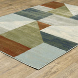 8' X 10' Grey Teal Blue Rust Green And Ivory Geometric Power Loom Stain Resistant Area Rug - Homeroots - Flyclothing LLC