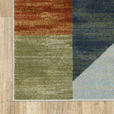 8' X 10' Grey Teal Blue Rust Green And Ivory Geometric Power Loom Stain Resistant Area Rug - Homeroots - Flyclothing LLC