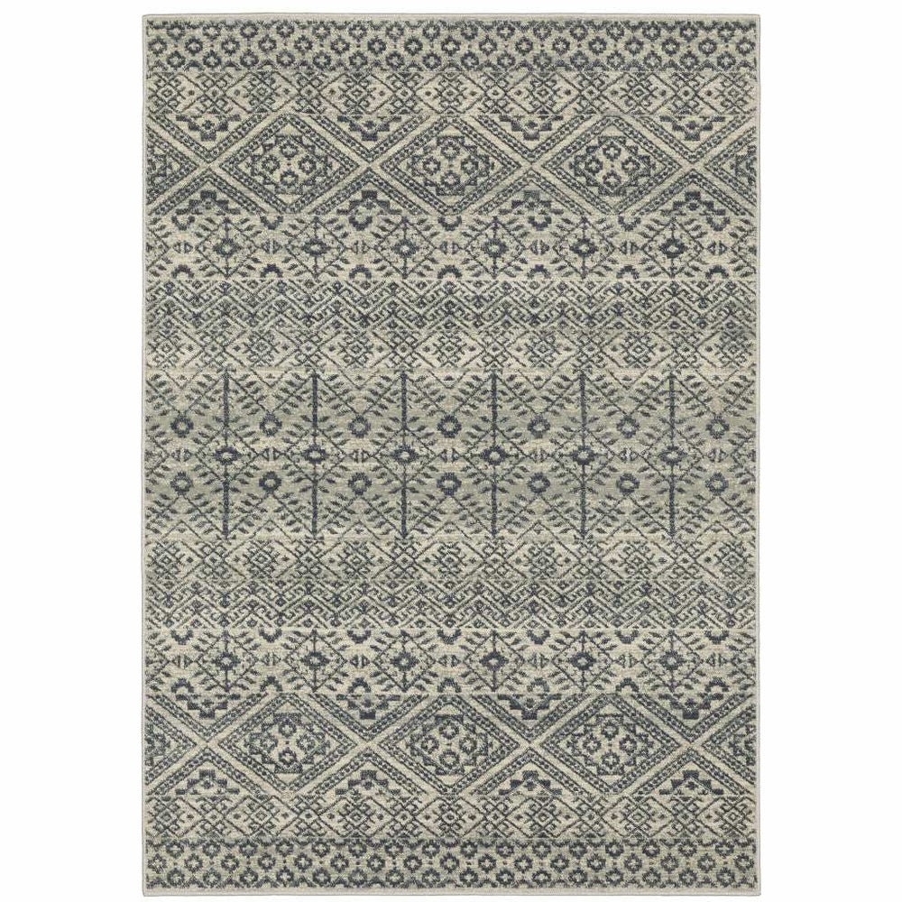 6' X 9' Blue And Beige Geometric Power Loom Stain Resistant Area Rug - Homeroots - Flyclothing LLC