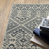 10' X 13' Blue And Beige Geometric Power Loom Stain Resistant Area Rug - Homeroots - Flyclothing LLC