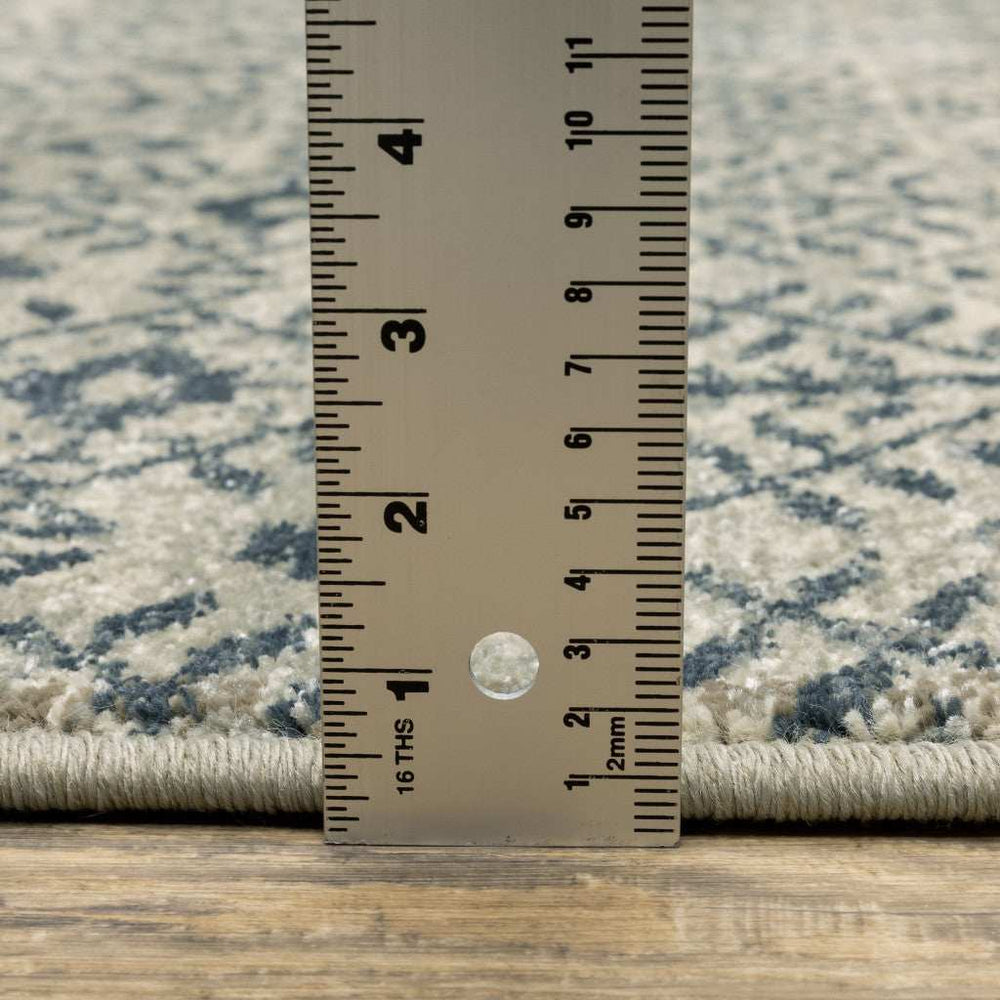 10' X 13' Blue And Beige Geometric Power Loom Stain Resistant Area Rug - Homeroots - Flyclothing LLC