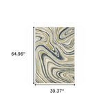 3' X 5' Ivory Blue And Beige Abstract Power Loom Stain Resistant Area Rug - Homeroots - Flyclothing LLC