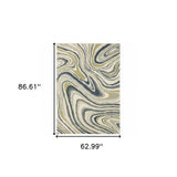 5' X 7' Ivory Blue And Beige Abstract Power Loom Stain Resistant Area Rug - Homeroots - Flyclothing LLC