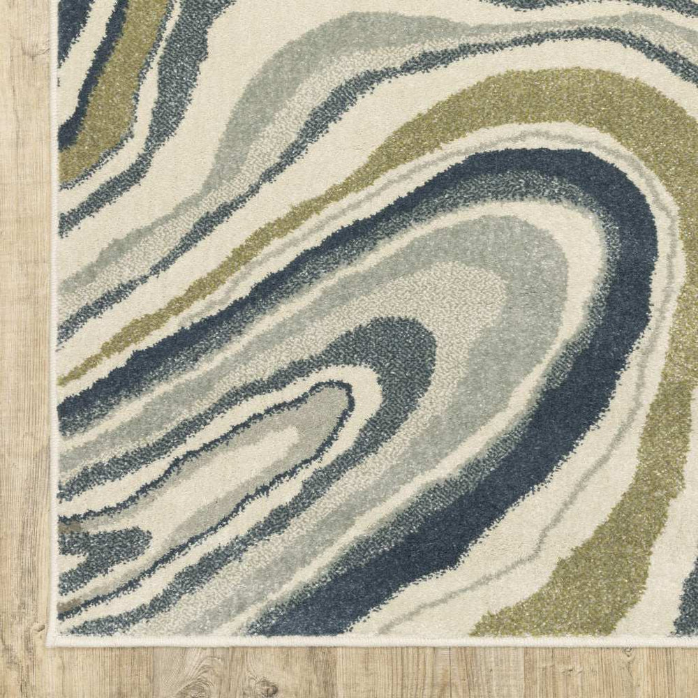 6' X 9' Ivory Blue And Beige Abstract Power Loom Stain Resistant Area Rug - Homeroots - Flyclothing LLC