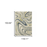 10' X 13' Ivory Blue And Beige Abstract Power Loom Stain Resistant Area Rug - Homeroots - Flyclothing LLC