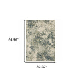3' X 5' Beige Teal Grey And Gold Abstract Power Loom Stain Resistant Area Rug - Homeroots - Flyclothing LLC