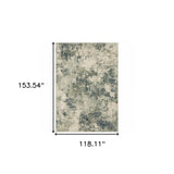 10' X 13' Beige Teal Grey And Gold Abstract Power Loom Stain Resistant Area Rug - Homeroots - Flyclothing LLC