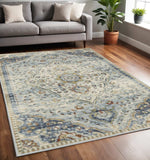 5' X 7' Blue Beige Rust Gold And Teal Oriental Power Loom Stain Resistant Area Rug - Homeroots - Flyclothing LLC