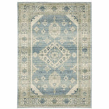 8' X 10' Blue Grey Beige And Teal Oriental Power Loom Stain Resistant Area Rug - Homeroots - Flyclothing LLC