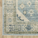 8' X 10' Blue Grey Beige And Teal Oriental Power Loom Stain Resistant Area Rug - Homeroots - Flyclothing LLC