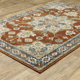 10' X 13' Rust Beige Teal Blue And Gold Oriental Power Loom Stain Resistant Area Rug - Homeroots - Flyclothing LLC