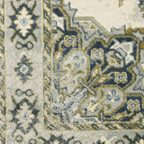 5' X 7' Ivory Blue Teal Grey And Olive Green Oriental Power Loom Stain Resistant Area Rug - Homeroots - Flyclothing LLC