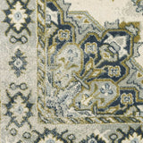 10' X 13' Ivory Blue Teal Grey And Olive Green Oriental Power Loom Stain Resistant Area Rug - Homeroots - Flyclothing LLC