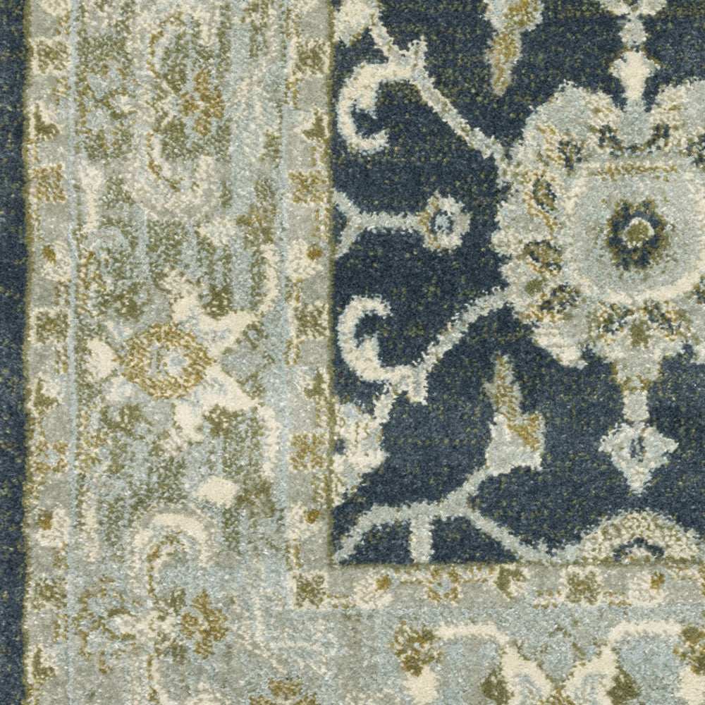 3' X 5' Teal Blue Ivory Green And Grey Oriental Power Loom Stain Resistant Area Rug - Homeroots - Flyclothing LLC