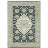 5' X 7' Teal Blue Ivory Green And Grey Oriental Power Loom Stain Resistant Area Rug - Homeroots - Flyclothing LLC