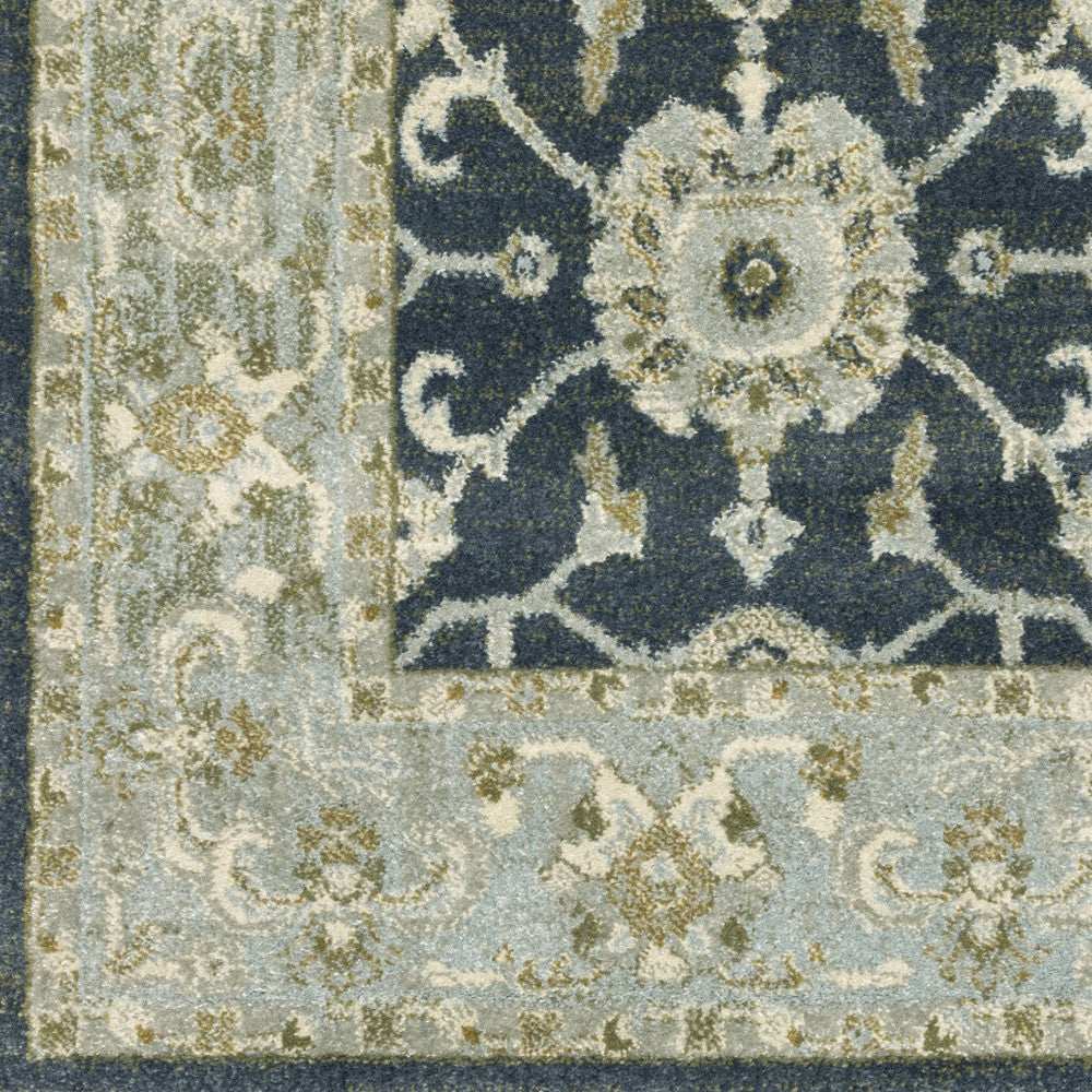 8' X 10' Teal Blue Ivory Green And Grey Oriental Power Loom Stain Resistant Area Rug - Homeroots - Flyclothing LLC