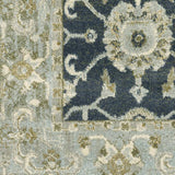 10' X 13' Teal Blue Ivory Green And Grey Oriental Power Loom Stain Resistant Area Rug - Homeroots - Flyclothing LLC