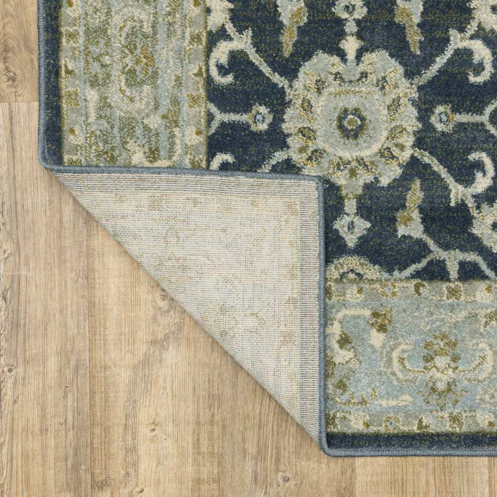 10' X 13' Teal Blue Ivory Green And Grey Oriental Power Loom Stain Resistant Area Rug - Homeroots - Flyclothing LLC