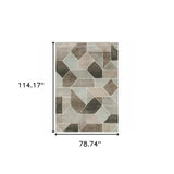 6' X 9' Grey Brown Beige Tan Taupe And Ivory Geometric Power Loom Stain Resistant Area Rug - Homeroots - Flyclothing LLC
