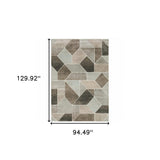 8' X 11' Grey Brown Beige Tan Taupe And Ivory Geometric Power Loom Stain Resistant Area Rug - Homeroots - Flyclothing LLC