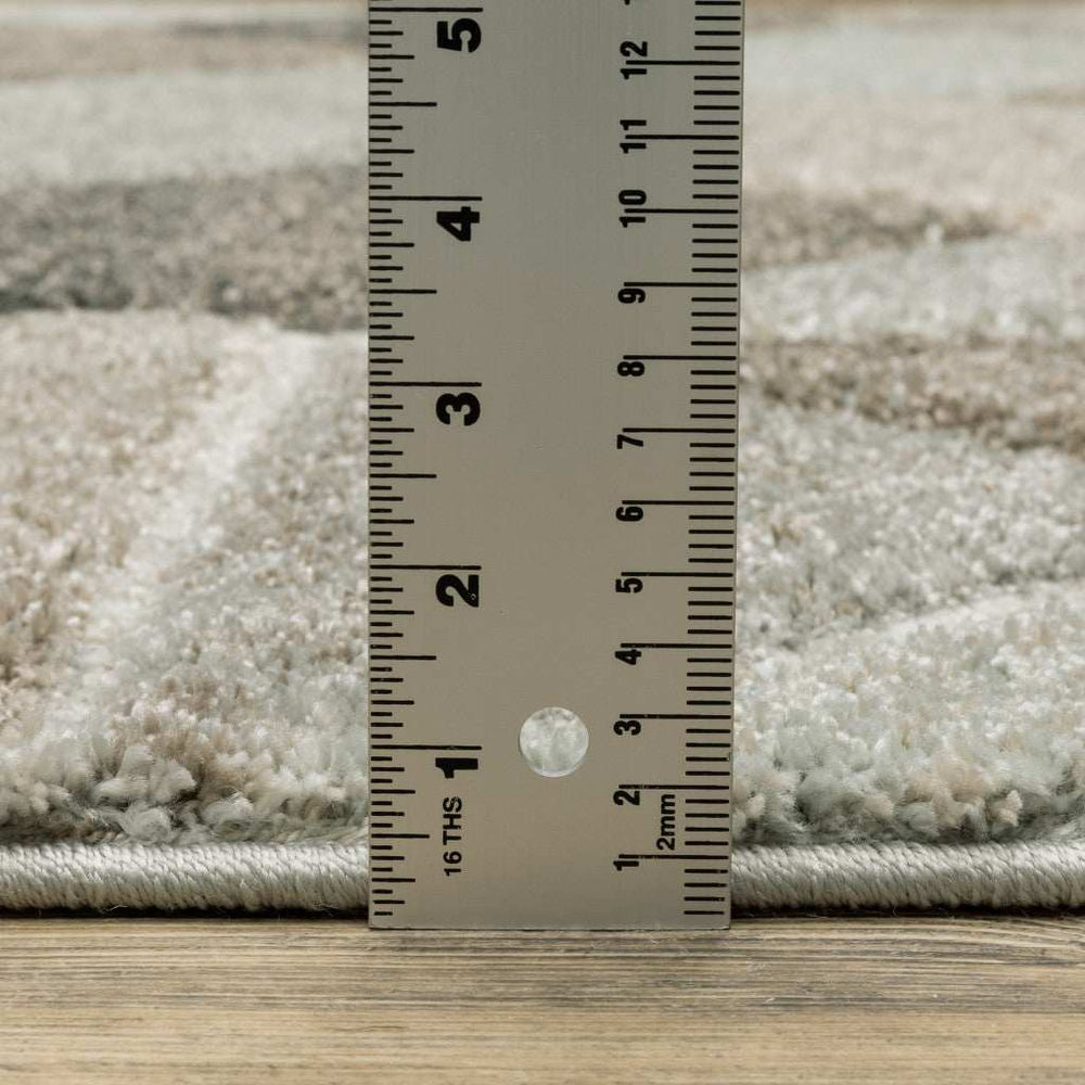 10' X 13' Grey Brown Beige Tan Taupe And Ivory Geometric Power Loom Stain Resistant Area Rug - Homeroots - Flyclothing LLC