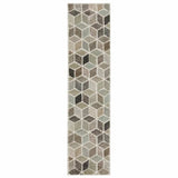 2' X 8' Beige Brown Grey Tan Sage And Pale Blue Geometric Power Loom Stain Resistant Runner Rug - Homeroots - Flyclothing LLC