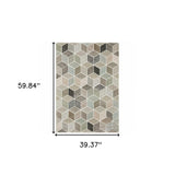 3' X 5' Beige Brown Grey Tan Sage And Pale Blue Geometric Power Loom Stain Resistant Area Rug - Homeroots - Flyclothing LLC