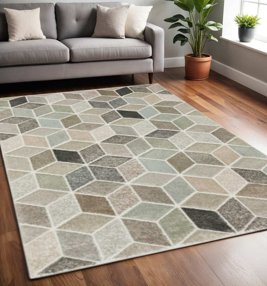 5' X 8' Black And Gray Geometric Power Loom Area Rug - Homeroots - Flyclothing LLC