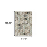 8' X 11' Beige Brown Grey Tan Sage And Pale Blue Geometric Power Loom Stain Resistant Area Rug - Homeroots - Flyclothing LLC