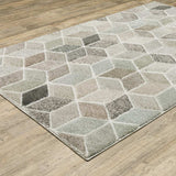 10' X 13' Beige Brown Grey Tan Sage And Pale Blue Geometric Power Loom Stain Resistant Area Rug - Homeroots - Flyclothing LLC