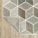 10' X 13' Beige Brown Grey Tan Sage And Pale Blue Geometric Power Loom Stain Resistant Area Rug - Homeroots - Flyclothing LLC