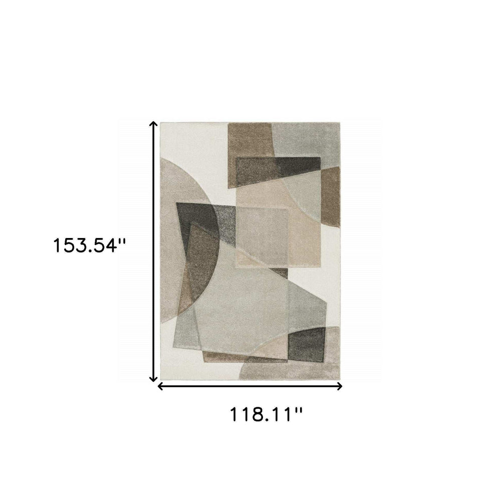 10' X 13' Beige Geometric Power Loom Stain Resistant Area Rug - Homeroots - Flyclothing LLC