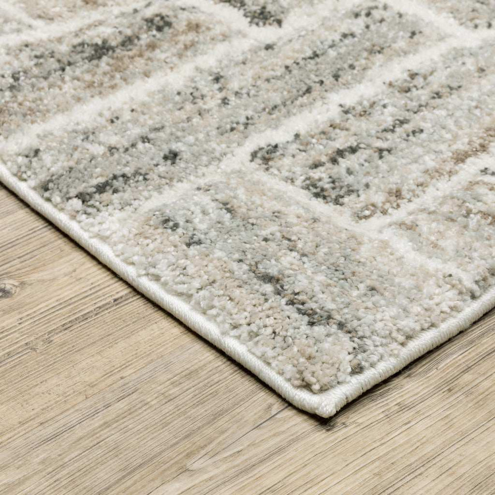 2' X 8' Beige And Ivory Geometric Power Loom Runner Rug - Homeroots - Flyclothing LLC