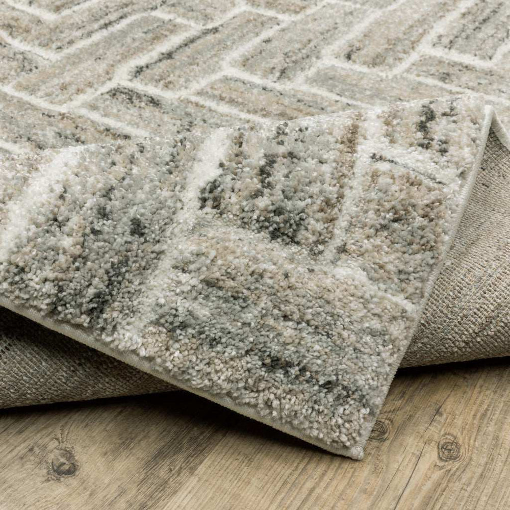 2' X 8' Beige And Ivory Geometric Power Loom Runner Rug - Homeroots - Flyclothing LLC