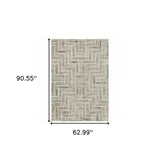 5' X 8' Ivory Beige Grey Brown Pale Blue And Charcoal Geometric Power Loom Stain Resistant Area Rug - Homeroots - Flyclothing LLC