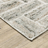 10' X 13' Ivory Beige Grey Brown Pale Blue And Charcoal Geometric Power Loom Stain Resistant Area Rug - Homeroots - Flyclothing LLC