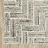 10' X 13' Ivory Beige Grey Brown Pale Blue And Charcoal Geometric Power Loom Stain Resistant Area Rug - Homeroots - Flyclothing LLC