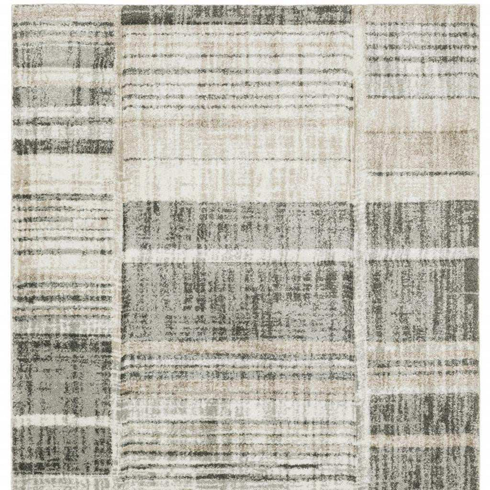 6' X 9' Grey Charcoal Ivory Tan Brown And Beige Geometric Power Loom Stain Resistant Area Rug - Homeroots - Flyclothing LLC