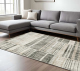 6' X 9' Grey Charcoal Ivory Tan Brown And Beige Geometric Power Loom Stain Resistant Area Rug - Homeroots - Flyclothing LLC