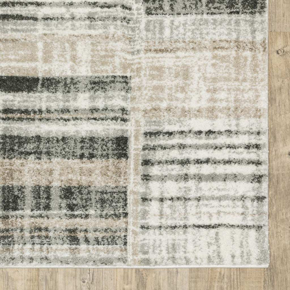 10' X 13' Grey Charcoal Ivory Tan Brown And Beige Geometric Power Loom Stain Resistant Area Rug - Homeroots - Flyclothing LLC