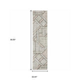 2' X 8' Grey Beige Sage Brown Tan Charcoal And Pale Blue Geometric Power Loom Stain Resistant Runner Rug - Homeroots - Flyclothing LLC