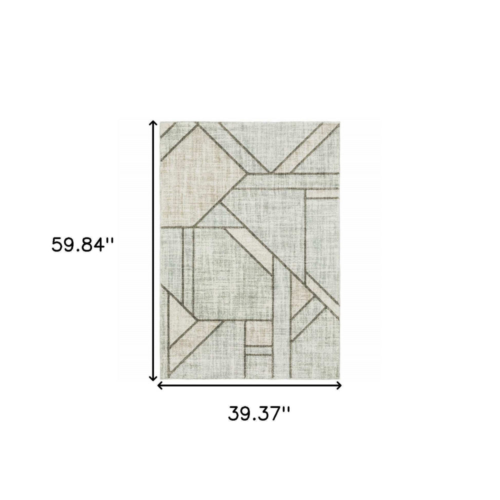 3' X 5' Gray And Ivory Geometric Power Loom Area Rug - Homeroots - Flyclothing LLC