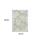 3' X 5' Gray And Ivory Geometric Power Loom Area Rug - Homeroots - Flyclothing LLC